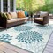 World Rug Gallery Modern Floral Aloha Reversible Recycled Plastic 3' X 5' Blue Outdoor Rug 6069BLUE3X5 - alternate 2